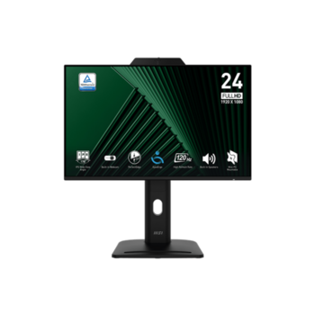 Монитор MSI PRO MP242PMG 23.8" 16:9 FHD(1920x1080) IPS Flat,Webcam,1ms(MPRT),1500:1,100M:1,300nit,1xHDMI,1xDP,1xVGA,2xUSB-A,1xUSB-B,Speaker,Tilt,Swivel,Height,Pivot,VESA,120Hz,Black,1y war-ty