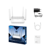 Маршрутизатор Маршрутизатор/ AX3000 Gigabit Dual Band Wi-Fi 6 Mesh Router, Chipset MT7981BA+MT7976CN+MT7531AE, 802.11ax/ac/a/b/g/n, 2402Mbps at 5GHz + 574Mbps at 2.4GHz, 5 x 10/100/1000Mbps Ports, 4 x 5dBi fixed antennas, WiFi router/AP/ Repeater/WISP Mod