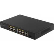 Коммутатор Коммутатор/ 16-Port 10/100M PSE RJ-45 +2 Gigabit RJ- 45 +1SFP Port with 16 POE Ports Switch with Built-in power supply, support 16-port IEEE 802.3at PoE+ Injector,Rack-mountable Steel case, 200W Internal