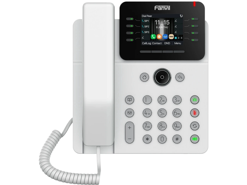 SIP-Телефон Fanvil V62G, 12 SIP-акк., 2,8", 320x240 Цвет. экран, POE, БП в комп., 2x1 Gbps, Белый