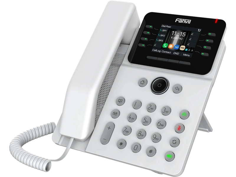 SIP-Телефон Fanvil V62G, 12 SIP-акк., 2,8", 320x240 Цвет. экран, POE, БП в комп., 2x1 Gbps, Белый