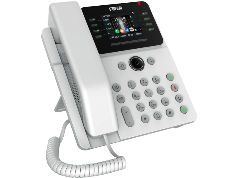 SIP-Телефон Fanvil V62G, 12 SIP-акк., 2,8", 320x240 Цвет. экран, POE, БП в комп., 2x1 Gbps, Белый