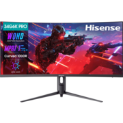 Монитор Hisense Монитор Hisense/ 34"/3440x1440, изогнутый, VA, 21:9, матовое/антибликовое, 180Гц, время отклика 1мс, 280кд/м2, 4000:1, HDR 400, DisplayPort, HDMIх2, разъем для наушников 3.5мм