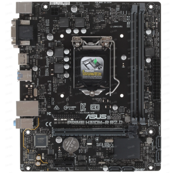 Материнская плата ASUS PRIME H310M-R R2.0 <Socket-1151v2, Intel H310, 2xDDR4, 2xPCI-E+ PCI-E 16x, 4xSATA, HDMI+ DVI+ VGA, 2xPS/2, 4xUSB, 3xAudio (8Ch), GLan> mATX