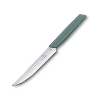 Нож кухонный Victorinox Swiss Modern (6.9006.12W43) стальной столовый для стейка лезв.120мм серрейт. заточка шалфеевый