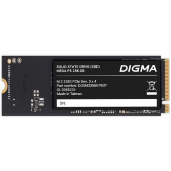 Накопитель SSD Digma PCIe 3.0 x4 256GB DGSM3256GP53T Mega P5 M.2 2280