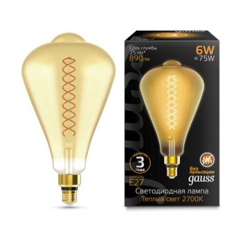 Лампа филам. Gauss Filament Vintage 6Вт цок.:E27 эдисон 220B 2700K св.свеч.бел.теп. (упак.:1шт) (157802118)