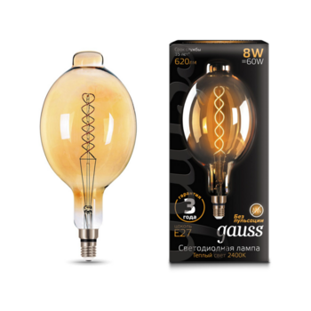 Лампа филам. Gauss Filament Vintage 8Вт цок.:E27 шар 220B 2400K св.свеч.бел.теп. (упак.:1шт) (152802008)