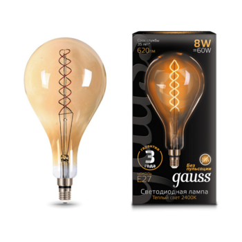 Лампа филам. Gauss Filament Vintage 8Вт цок.:E27 шар 220B 2400K св.свеч.бел.теп. (упак.:1шт) (150802008)