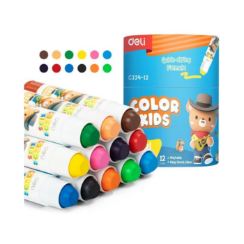 Гелевые мелки Deli EC224-12 Color Kids кругл. 12цв. (12шт) дл.80мм д.15мм