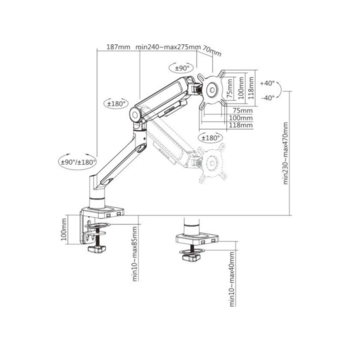Кронштейн для мониторов Ultramounts UM732W белый/коричневый 17"-32" макс.8кг крепление к столешнице поворот и наклон