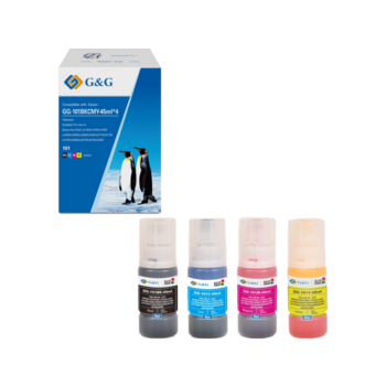 Чернила G&G GG-101BKCMY-45ml*4 101BKCMY голубой/пурпурный/желтый/черный набор 4x45мл для Epson EcoTank L4150/L4156/L4160/L4250/L4260/L4266/L6160/L6170/L6176/L6190/L6260/L6270/L6276/L6290