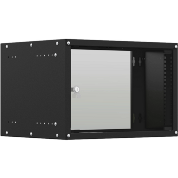 Шкаф коммутационный NTSS Lime (NTSS-WL9U5545GS-BL) настенный 9U 550x450мм пер.дв.стекл несъемн.бок.пан. 30кг черный 370мм 12кг 110град. 500мм IP20 сталь