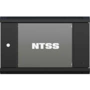 Шкаф коммутационный NTSS NTSS-W6U6045GS-BL настенный 6U 570x450мм пер.дв.стекл 60кг черный 350мм 18кг 220град. 370мм IP20 сталь