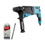 Перфоратор Makita HR2630 + набор буров B-54704 патрон:SDS-plus уд.:2.9Дж 800Вт (кейс в комплекте)