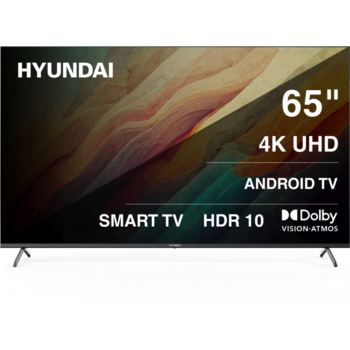 Телевизор LED Hyundai 65" H-LED65BU7009 Android TV Frameless Metal черный/черный 4K Ultra HD 60Hz DVB-T DVB-T2 DVB-C DVB-S DVB-S2 USB WiFi Smart TV