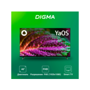 Телевизор LED Digma 40" DM-LED40SBB33 Яндекс.ТВ Frameless Metal черный FULL HD 60Hz DVB-T DVB-T2 DVB-C DVB-S DVB-S2 USB WiFi Smart TV