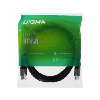 Кабель аудио-видео Digma D-HDMI-V2.0-2M HDMI (m)/HDMI (m) 2м. позолоч.конт. черный