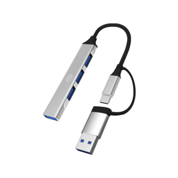 Разветвитель USB-C + USB-A Digma DHUB-4USB-AC-3.0 4порт. серебристый