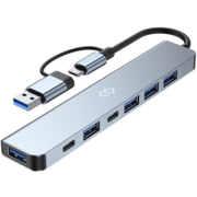 Разветвитель USB-C + USB-A Digma DHUB-7USB-AC 7порт. серебристый