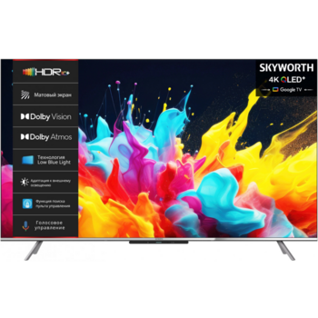 Телевизор QLED Skyworth 43" 43Q66G Google TV Frameless черный/серебристый 4K Ultra HD 60Hz DVB-T DVB-T2 DVB-C DVB-S DVB-S2 USB WiFi Smart TV