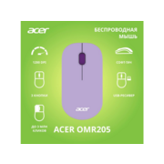 Мышь Acer OMR205 фиолетовый оптическая 1200dpi беспров. USB для ноутбука 2but (ZL.MCEEE.02K)