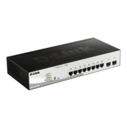 Коммутатор D-Link Управляемый L2 PoE-коммутатор, 8x1000Base-T PoE, 2x1000Base-X SFP, PoE-бюджет 65 Вт, защита от статического электричества до 6 кВ, CLI