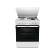 Комбинированная плита Gorenje Комбинированная плита Gorenje/ Комбинированная плита Gorenje, полезный объем 68 л, очистка паром AquaClean, сводчатая форма духовки, механическое управление, электроподжиг, цвет белый