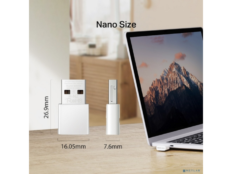 Сетевой адаптер Wi-Fi Mercusys MA30N AC1300 USB 2.0 (ант.внутр.)