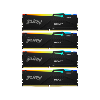 Память DDR5 4x32GB 5600MHz Kingston KF556C40BBAK4-128 Fury Beast Black RGB RTL Gaming PC5-44800 CL40 DIMM 288-pin 1.25В dual rank с радиатором Ret