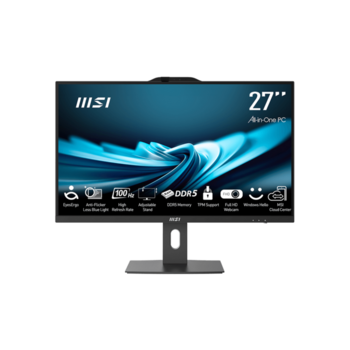 Моноблок Моноблок/ MSI PRO AP272P 14M-628XRU 27"(1920x1080 (матовый) IPS)/Intel Core i5 14400(2.5Ghz)/8192Mb/512PCISSDGb/noDVD/Int:Intel UHD Graphics 730/Cam/BT/WiFi/-/war 1y/4.63kg/Black/noOS + Wireless KB+M