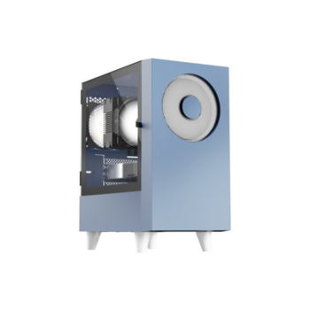 Корпус без блока питания Корпус без блока питания/ Case WIZMAX EM1, Mini-Tower, TG, 1x160mm + 1x120mm LED, 1xUSB-A 3.0 + 2xUSB-A 2.0, mATX, mITX, Woofer Blue