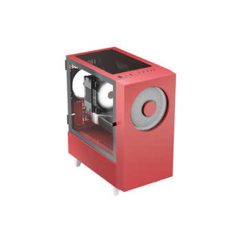 Корпус без блока питания Корпус без блока питания/ Case WIZMAX EM1, Mini-Tower, TG, 1x160mm + 1x120mm LED, 1xUSB-A 3.0 + 2xUSB-A 2.0, mATX, mITX, Woofer Red
