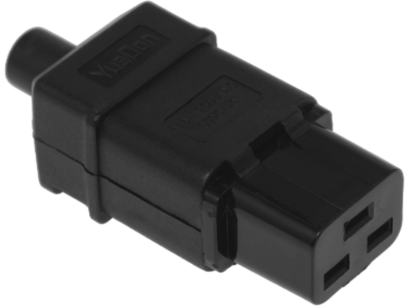 Вилка Вилка IEC 60320 C19, 16A, 250V, прямая, разборная, черная