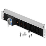 Блок розеток ЦМО Блок розеток Rem-32 с авт., 3 Sсhuko, 5 IEC 60320 C13, 32 А, алюм., 19", колодка