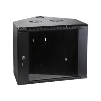 Шкаф Шкаф настенный угловой, 6U 600x600, стеклянная дверь, черный