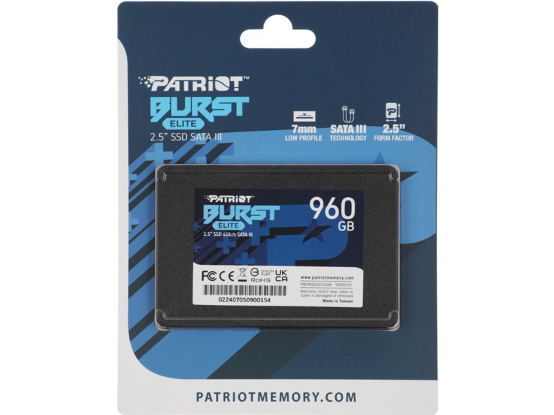 Накопитель SSD Patriot SATA-III 960GB PBE960GS25SSDR Burst Elite 2.5"
