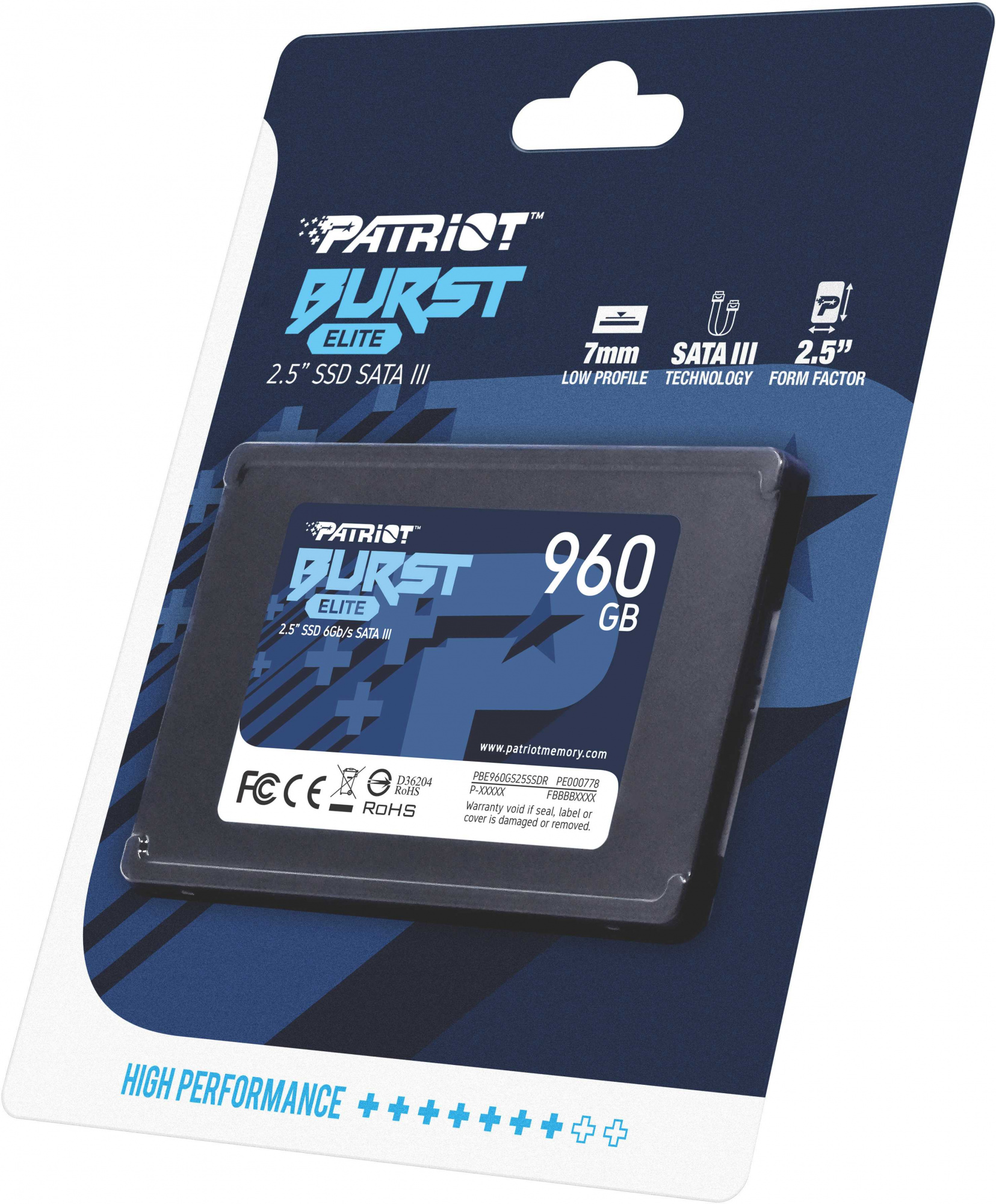 Накопитель SSD Patriot SATA-III 960GB PBE960GS25SSDR Burst Elite 2.5"