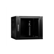 Cabeus SH-05F-9U60/35-BK Шкаф телекоммуникационный настенный 19" 9U 600x350x501mm (ШхГхВ) дверь стекло, цвет черный (RAL 9004)