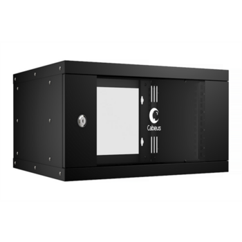 Шкаф телекоммуникационный настенный 19" 4U Cabeus WSC-05D-4U55/45-BK Шкаф телекоммуникационный настенный 19" 4U, серия LIGHT разборный, дверь стекло, цвет черный