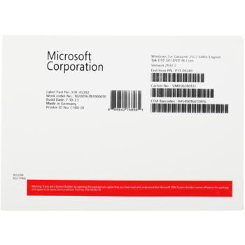 Комплект программного обеспечения Windows Svr Datacntr 2022 64Bit English 1pk DSP OEI DVD 16 Core