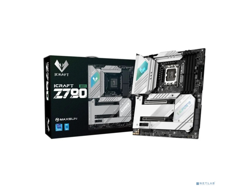 MAXSUN MS-iCraft Z790 WIFI (Socket 1700, ATX, 4xDDR5, HDMI/DP, 4*SATA3, 4*M.2, 1xPCI-E 16x/2*PCIEx4/1*PCIEx1, 4*USB 2.0, 4*USB 3.2 Gen1, 1*TypeC, LAN 2*2.5G, Bluetooth, Wi-Fi 802.11ax, RTL)