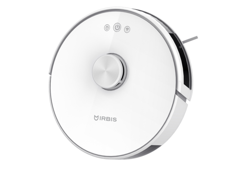 Робот-пылесос с LIDAR (лазерный дальномер) навигацией Robot vacuum IRBIS Peach 0421,3000 mAh,28W,3000Pa, Hyrpscope,White, charging stat, power adapter, roller brush & cloth for wet, water tank, dust collector, brushes 2, HEPA f (обрезана одна из щеток.)