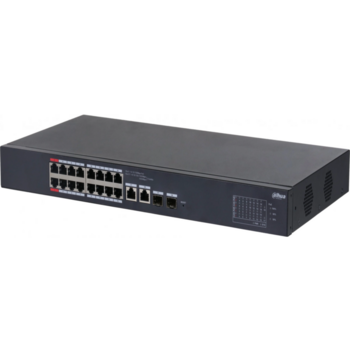 Коммутатор Dahua DH-CS4218-16ET-240 (L2) 16x100Мбит/с 2xКомбо(1000BASE-T/SFP) 2SFP 16PoE 240W управляемый