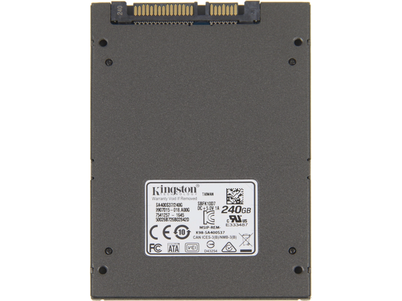 Твердотельный накопитель Твердотельный накопитель/ Kingston SSD A400, 240GB, 2.5" 7mm, SATA3, 3D TLC, R/W 500/350MB/s, TBW 80, DWPD 0.3 (36 мес)