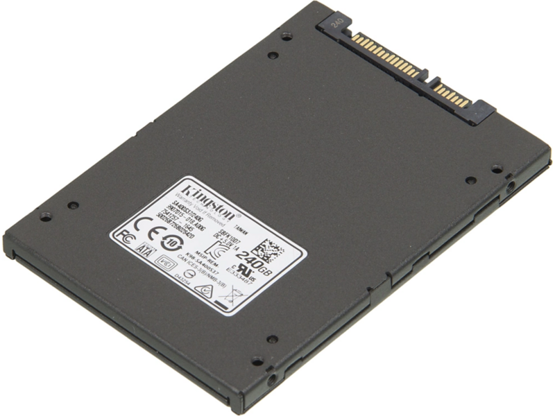 Твердотельный накопитель Твердотельный накопитель/ Kingston SSD A400, 240GB, 2.5" 7mm, SATA3, 3D TLC, R/W 500/350MB/s, TBW 80, DWPD 0.3 (36 мес)
