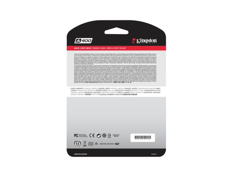Твердотельный накопитель Твердотельный накопитель/ Kingston SSD A400, 240GB, 2.5" 7mm, SATA3, 3D TLC, R/W 500/350MB/s, TBW 80, DWPD 0.3 (36 мес)