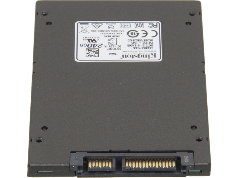 Твердотельный накопитель Твердотельный накопитель/ Kingston SSD A400, 240GB, 2.5" 7mm, SATA3, 3D TLC, R/W 500/350MB/s, TBW 80, DWPD 0.3 (36 мес)