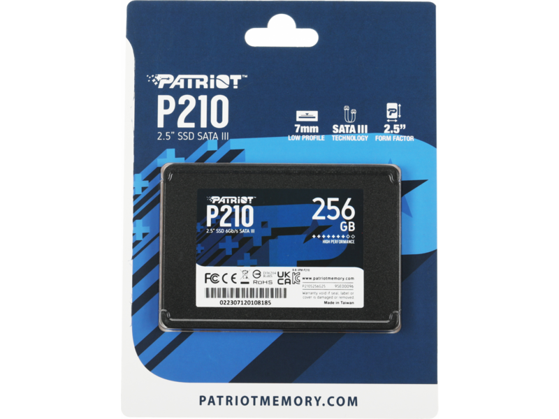Твердотельный накопитель Patriot SSD P210 256GB SATA3 2.5" R500/W400 TBW 120TB 3D NAND