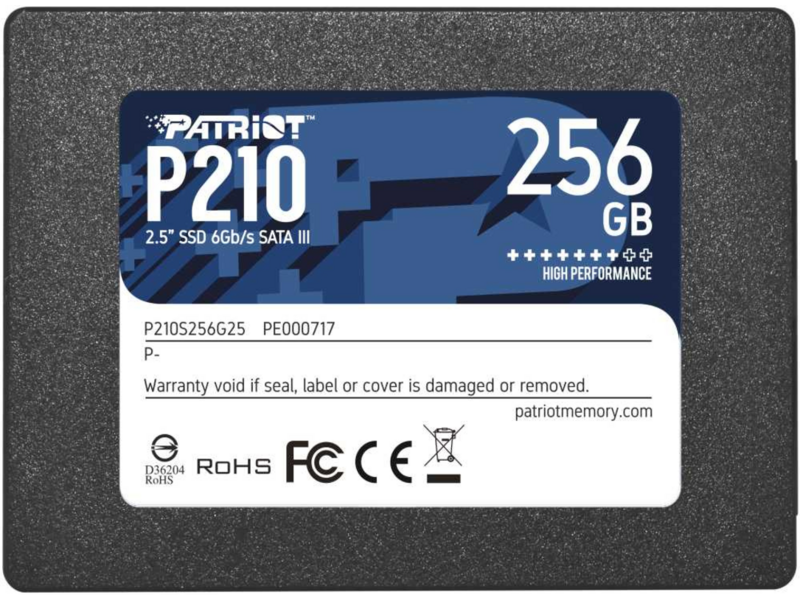 Твердотельный накопитель Patriot SSD P210 256GB SATA3 2.5" R500/W400 TBW 120TB 3D NAND
